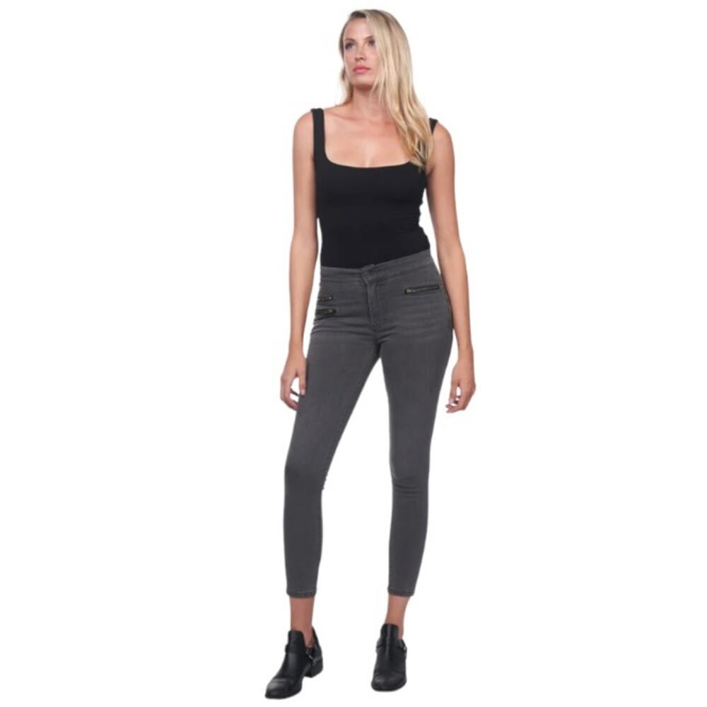 Etienne Marcel EM1036 Gray Skinny Moto Ankle Jeans with Zipper Accent Pockets-27